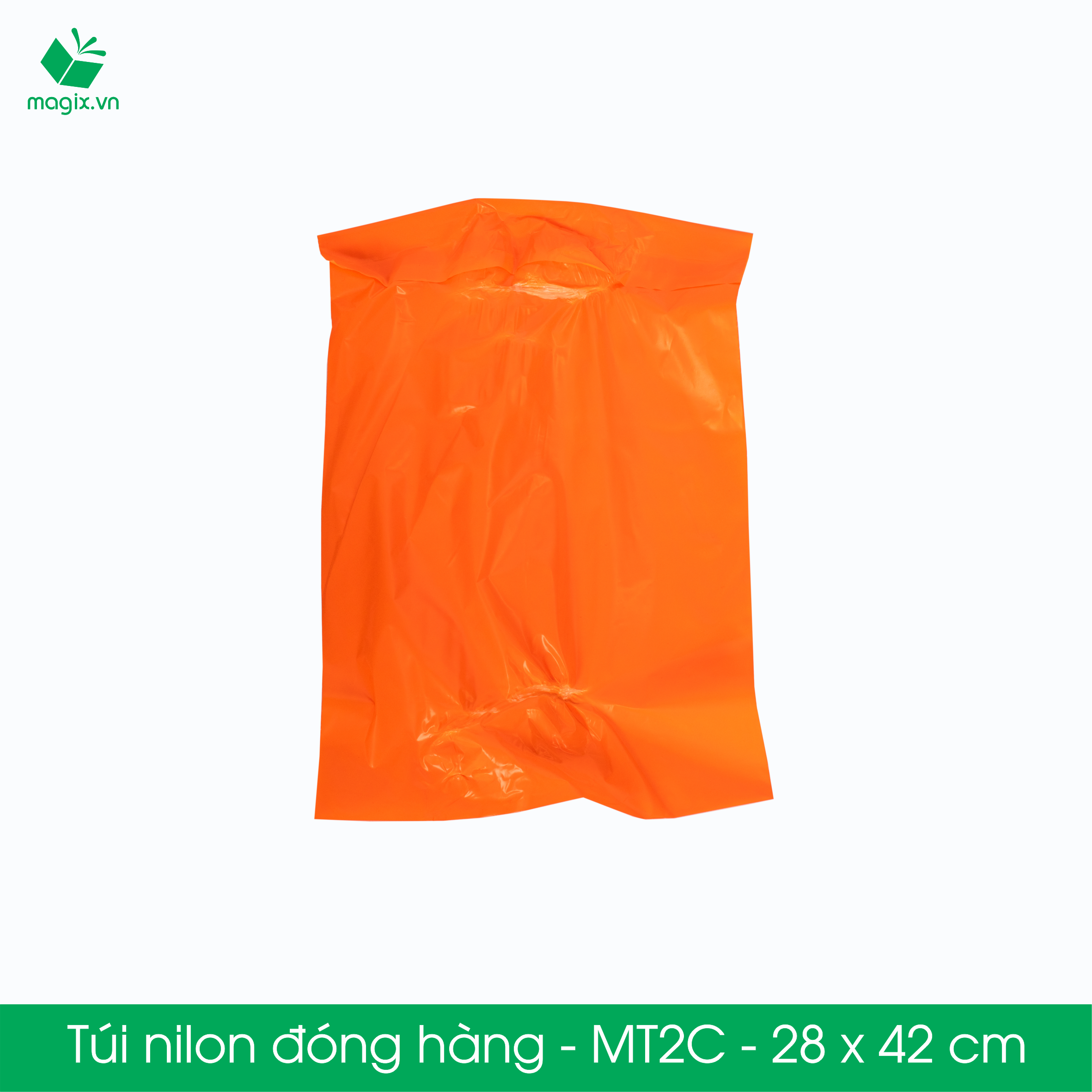 MT2C - 28x42 cm - Túi nilon gói hàng - 500 túi niêm phong đóng hàng màu cam