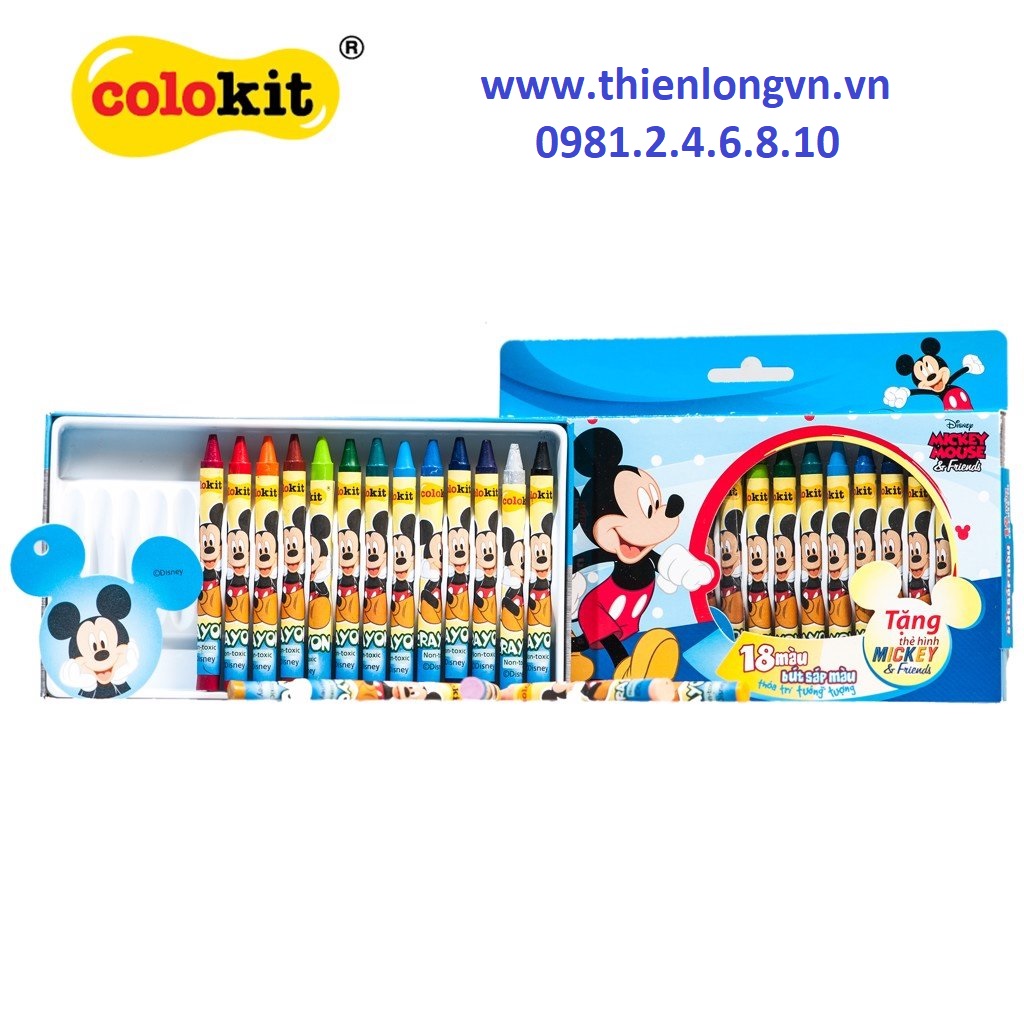 Bút sáp 18 màu Colokit Disney Mickey CR-C028/MI