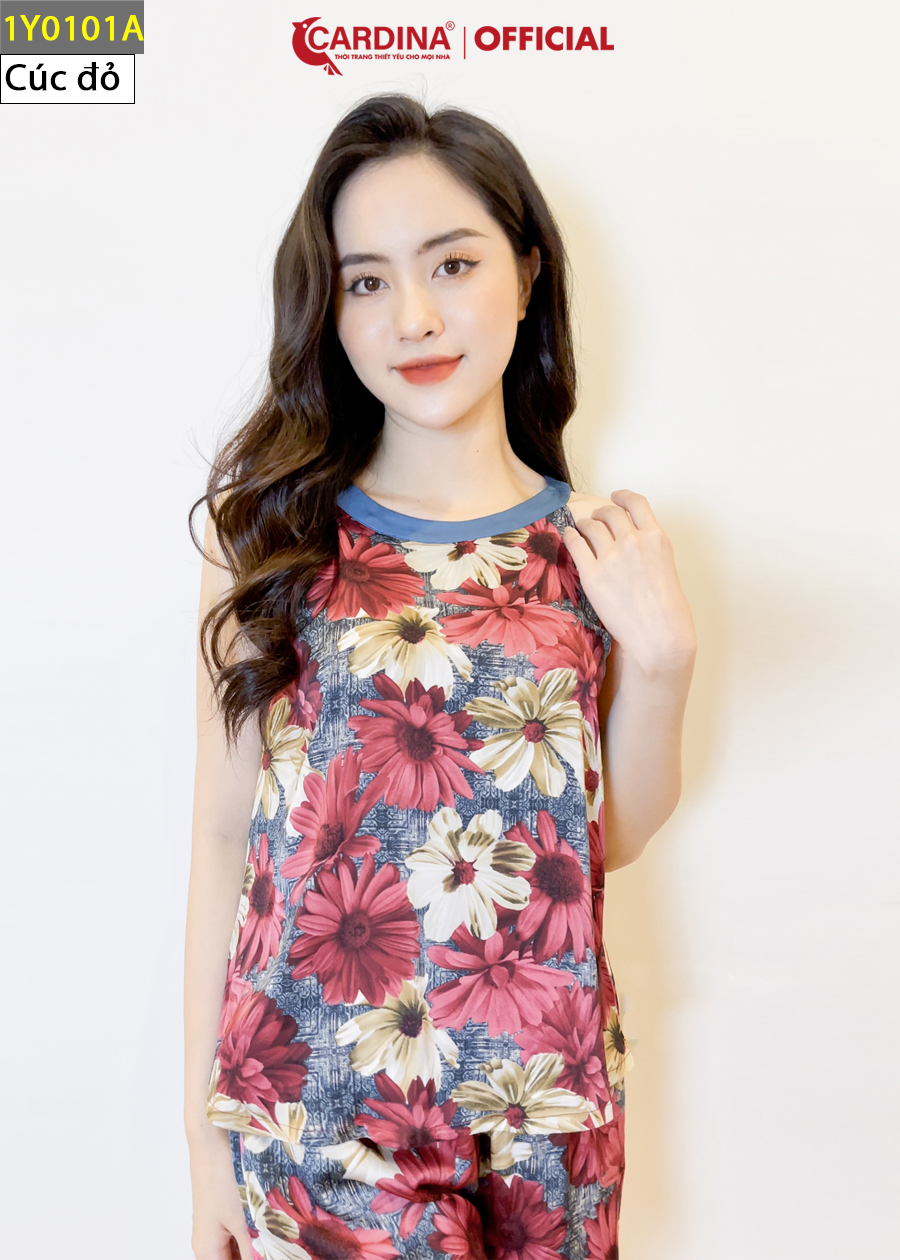 Đồ Bộ Nữ CARDINA Chất Lụa Satin Nhật Cao Cấp Quần Đùi Áo Cổ Yếm 1Y01
