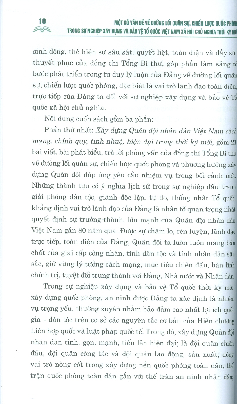 MỘT SỐ VẤN ĐỀ VỀ ĐƯỜNG LỐI QUÂN SỰ, CHIẾN LƯỢC QUỐC PHÒNG TRONG SỰ NGHIỆP XÂY DỰNG VÀ BẢO VỆ TỔ QUỐC VIỆT NAM XÃ HỘI CHỦ NGHĨA THỜI KỲ MỚI - Nguyễn Phú Trọng - NXB Chính trị quốc gia sự thật