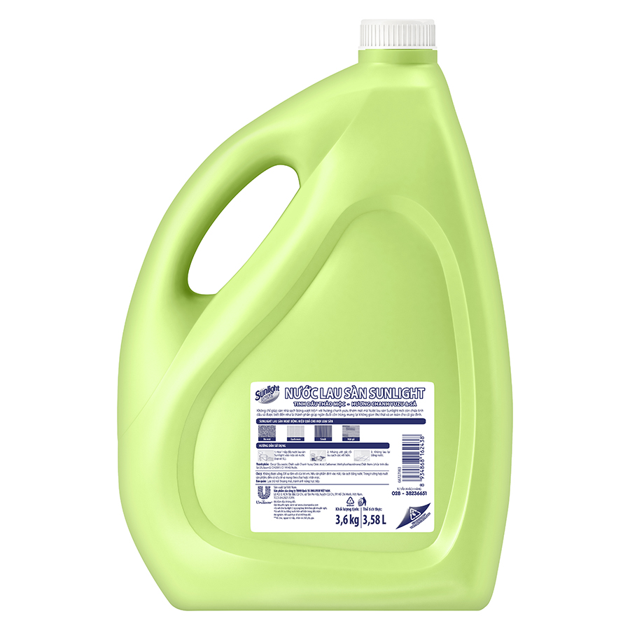 Nước Lau Sàn Sunlight Tinh Dầu Thảo Mộc Hương Hương Chanh Yuzu & Sả 3.6 Kg - Sạch Thơm Thư Thái - Nhà Thêm Trong Lành