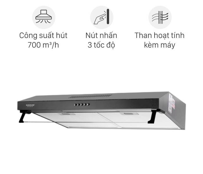 Máy hút mùi vỏ sơn SUNHOUSE SHB6118B - Hàng chính hãng