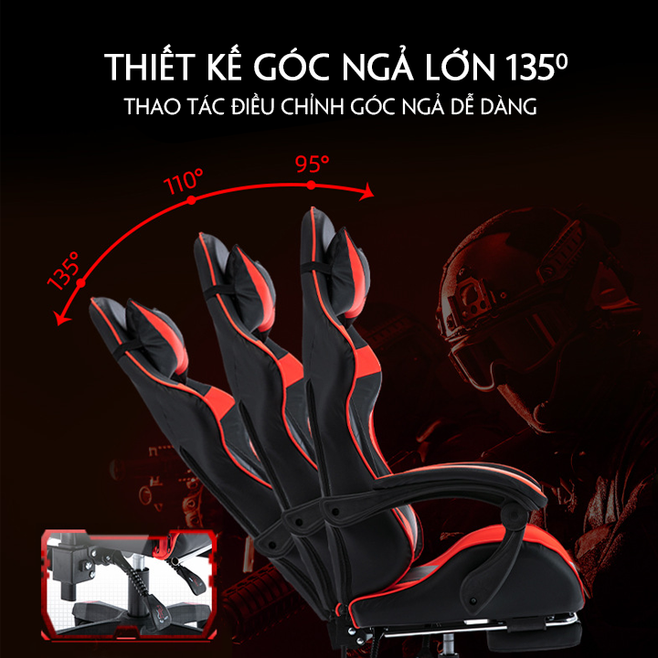 Ghế Gaming, Ghế Chơi Game Đa Chức Năng Có Gác Chân Ngả Lưng Massage Omega M072