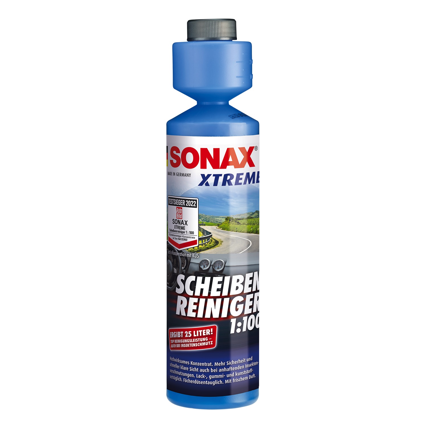 Dung dịch vệ sinh và làm trong kính lái đậm đặc 1:100 Sonax 271141 250ml - rửa đèn pha XENON, đèn Plastic, tẩy vết côn trùng, các hạt nano làm trong kính, bảo vệ kính, không tạo vết sau khi gạt nước