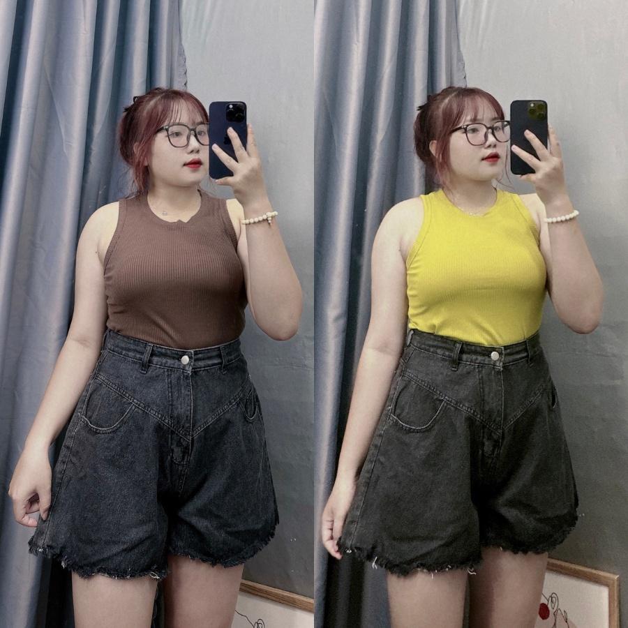 Áo croptop bigsize ba lỗ trơn không khoét nách sâu không lộ vòng một với nhiều màu để lựa chọn BIGSIZE CÔ NHỎ- G8 - Vàng chanh