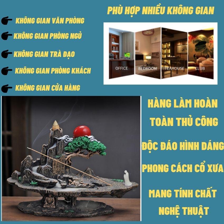 Thác khói trầm hương mẫu TIỂU CẢNH SIZE LỚN, thác khói trầm mẫu lớn tặng kèm nụ trầm dùng thử