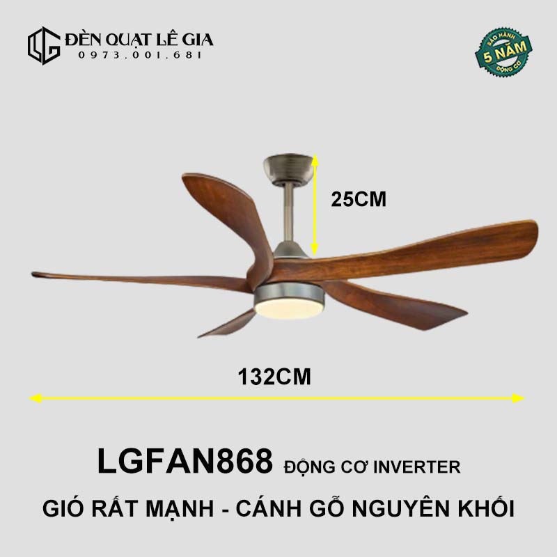 Quạt trần phong cách Đông Dương Indochine style LGFAN868G { Hàng Chính Hãng }