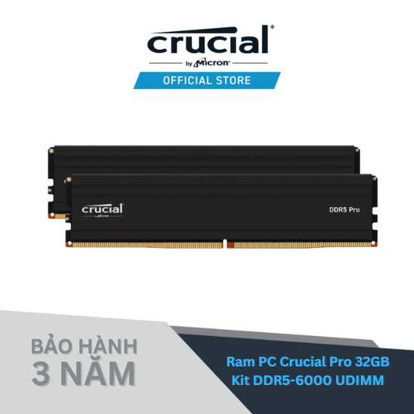 Ram PC Crucial PRO KIT 6000MHz 32GB Kit (2x16GB) CL48 - CP2K16G60C48U5 - HÀNG CHÍNH HÃNG