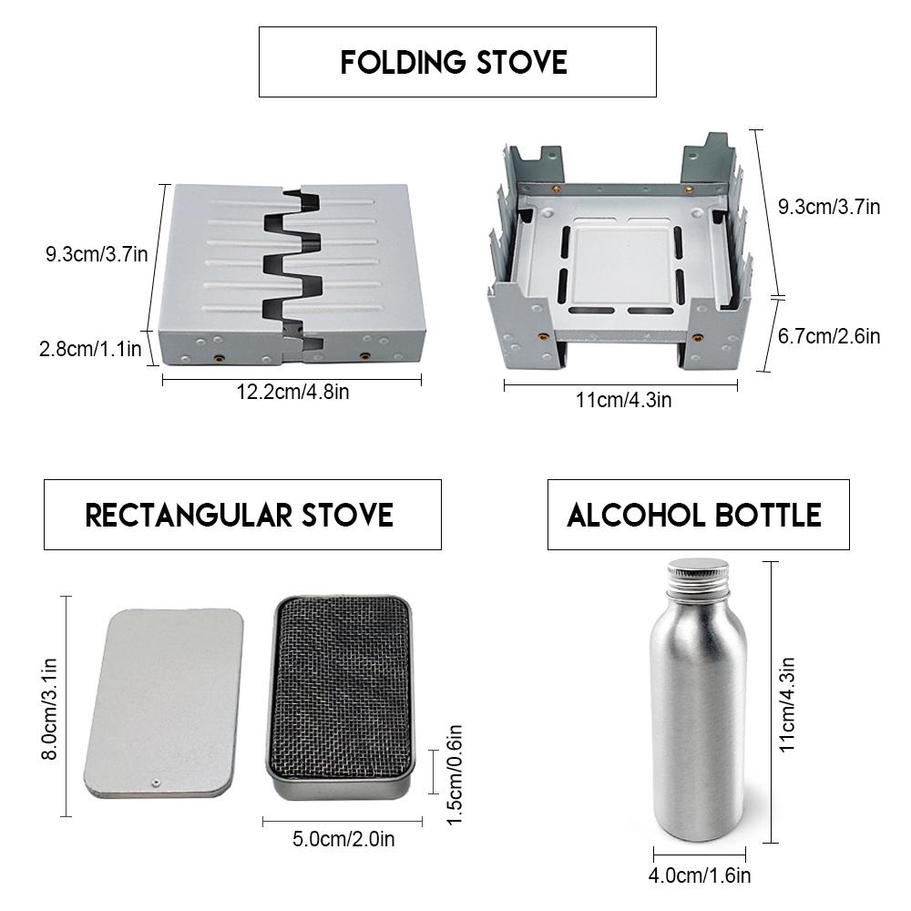 Outdoor Stainless Steel Stove with Bottle Mini Grill Alcohol Furnace Folding Grill Burning Pocket Alcohol Camping Stove