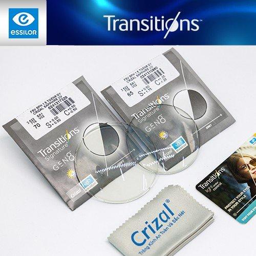 Tròng Kính Essilor Đổi Màu Lọc Ánh Sáng Xanh Transitions GEN8 Màu Khói/Xanh