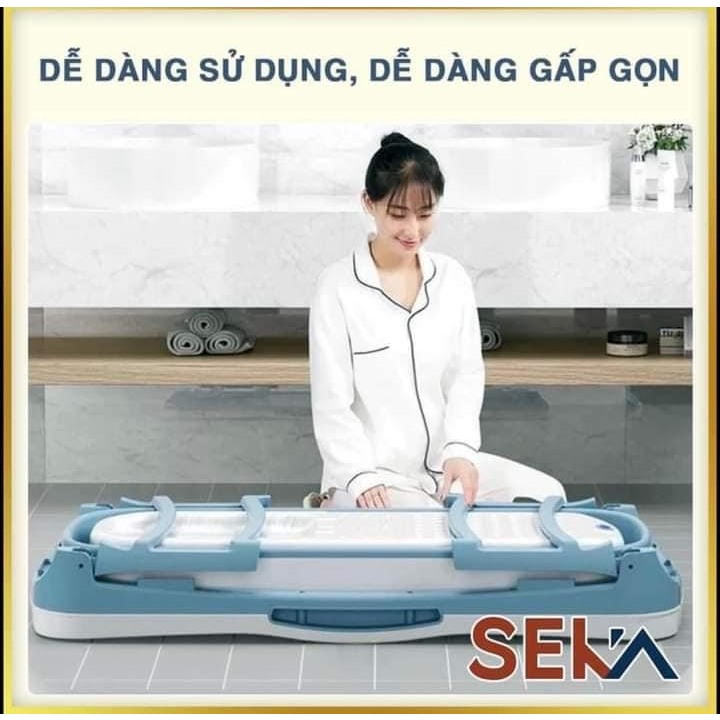Bồn Tắm Gấp Gọn Thông Minh Seka 1m18 Có Nắp Đậy - Hàng Chính Hãng