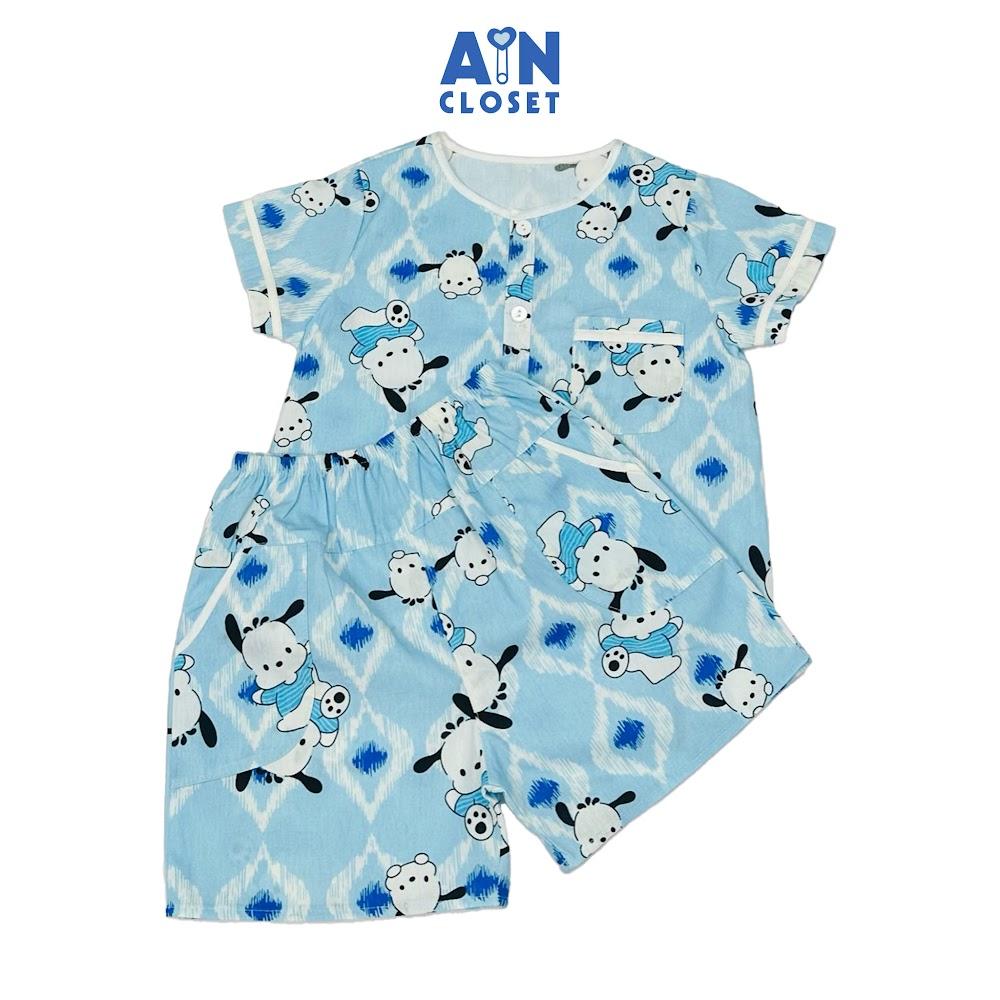 Bộ quần áo Ngắn bé trai hoạ tiết Cún Xanh Cotton - AICDBT8YOFQU - AIN Closet