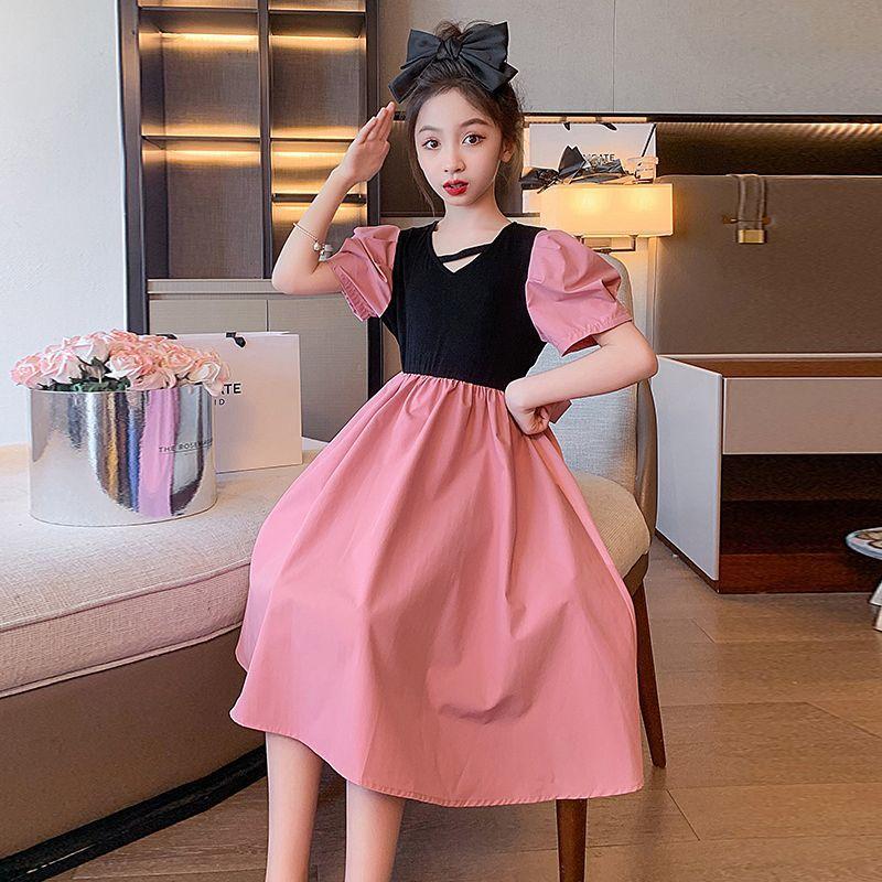 DONGSHOP HOT Cô gái ăn mặc váy trẻ em mùa hè 2023 Oceanic công chúa váy cô gái bowknot mỏng bông vải váy