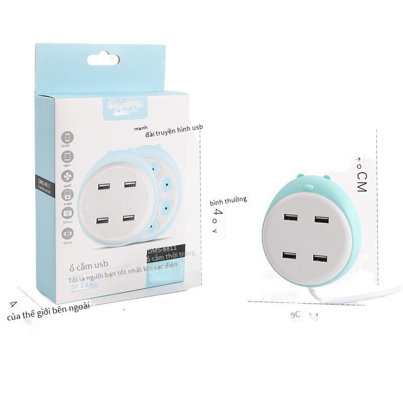 Khuyến Mãi Gấu USB Hút Cắm Sáng Tạo Di Động Đầu Giường 4 Lỗ Cắm Bảng Ký Túc Xá Sinh Viên Xốp Cắm Dây