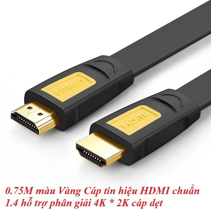 Ugreen UG40422HD101TK 0.75M màu Vàng Cáp tín hiệu HDMI chuẩn 1.4 hỗ trợ phân giải 4K * 2K 60hz cáp dẹt - HÀNG CHÍNH HÃNG