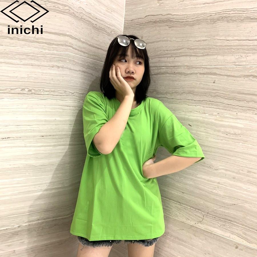 Áo thun trơn tay lỡ Unisex INICHI form rộng cá tính vải cotton co giãn 4 chiều - A618