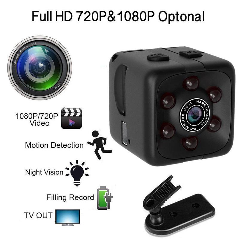 Sq11 Hd 1080p Mini Camera 6 Leds Night Vision Wide View Built-in Mic Portable Camera