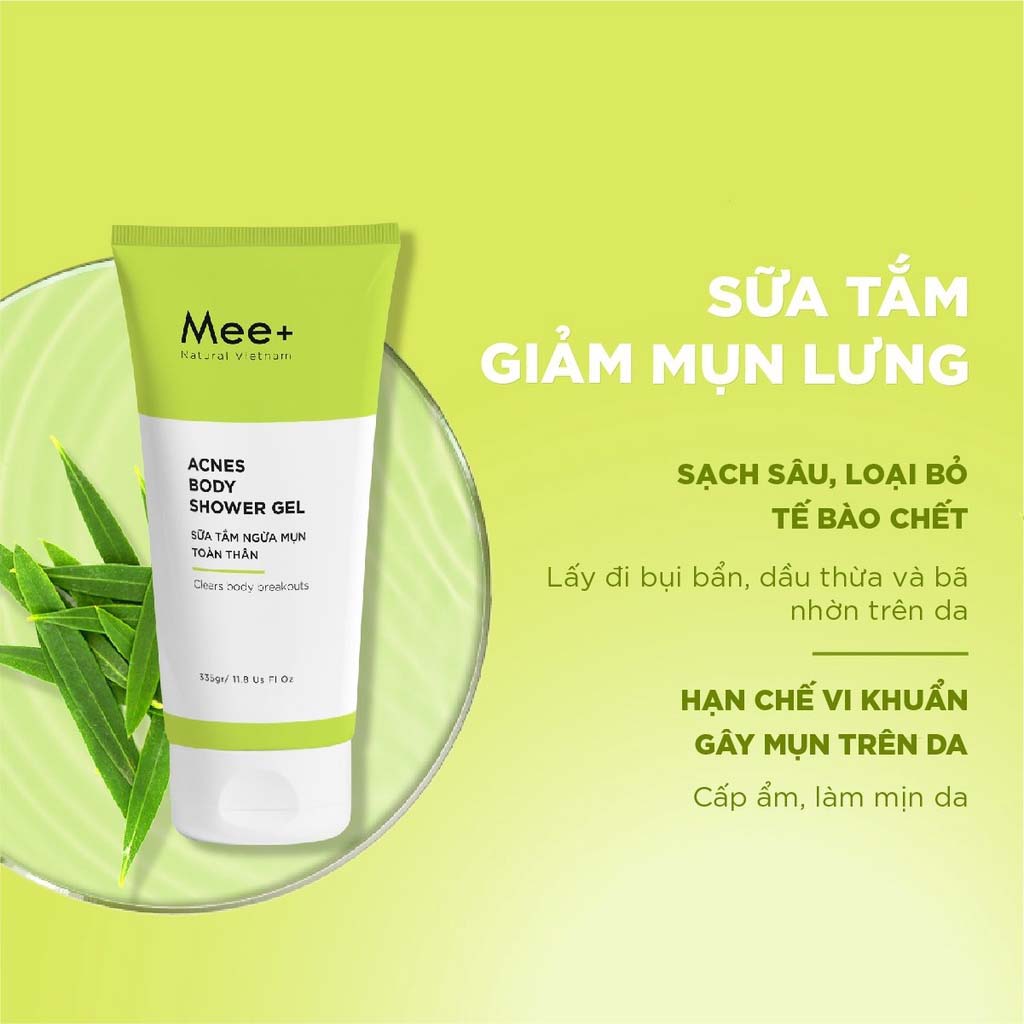 Sữa tắm sạch mụn body, mờ thâm, dưỡng trắng da Mee Natural Acne Body Shower Gel 335g