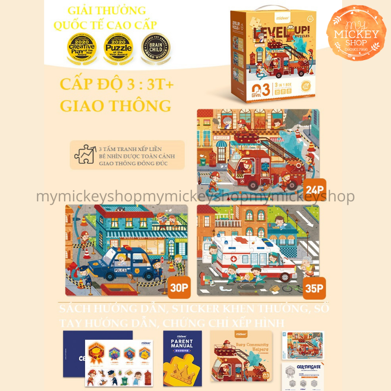 BỘ XẾP HÌNH 7 CẤP ĐỘ TỪ DỄ ĐẾN KHÓ THEO LỨA TUỔI - HÃNG MIDEER 7 ADVANCED LEVELS PUZZLE mẫu mới 2021