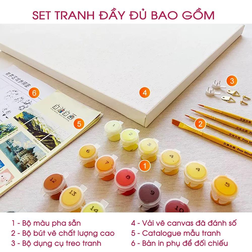 Tranh sơn dầu số hóa tự tô màu theo số cao cấp Smile FMFP Mẹ ôm con C31043