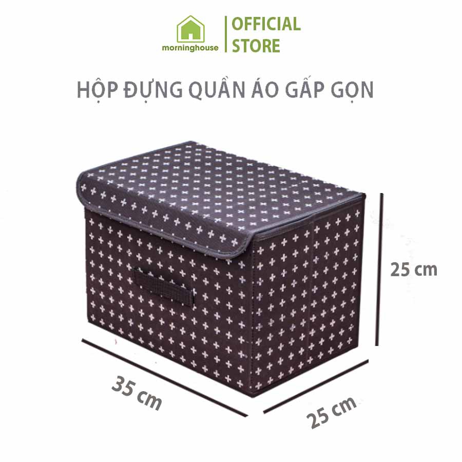 Combo Hộp Đựng Quần Áo Gấp Gọn Có Nắp Morning House Kem In - From vải cứng cáp, gấp gọn rất tiện, phù hợp để quần áo, vật dụng cá nhân