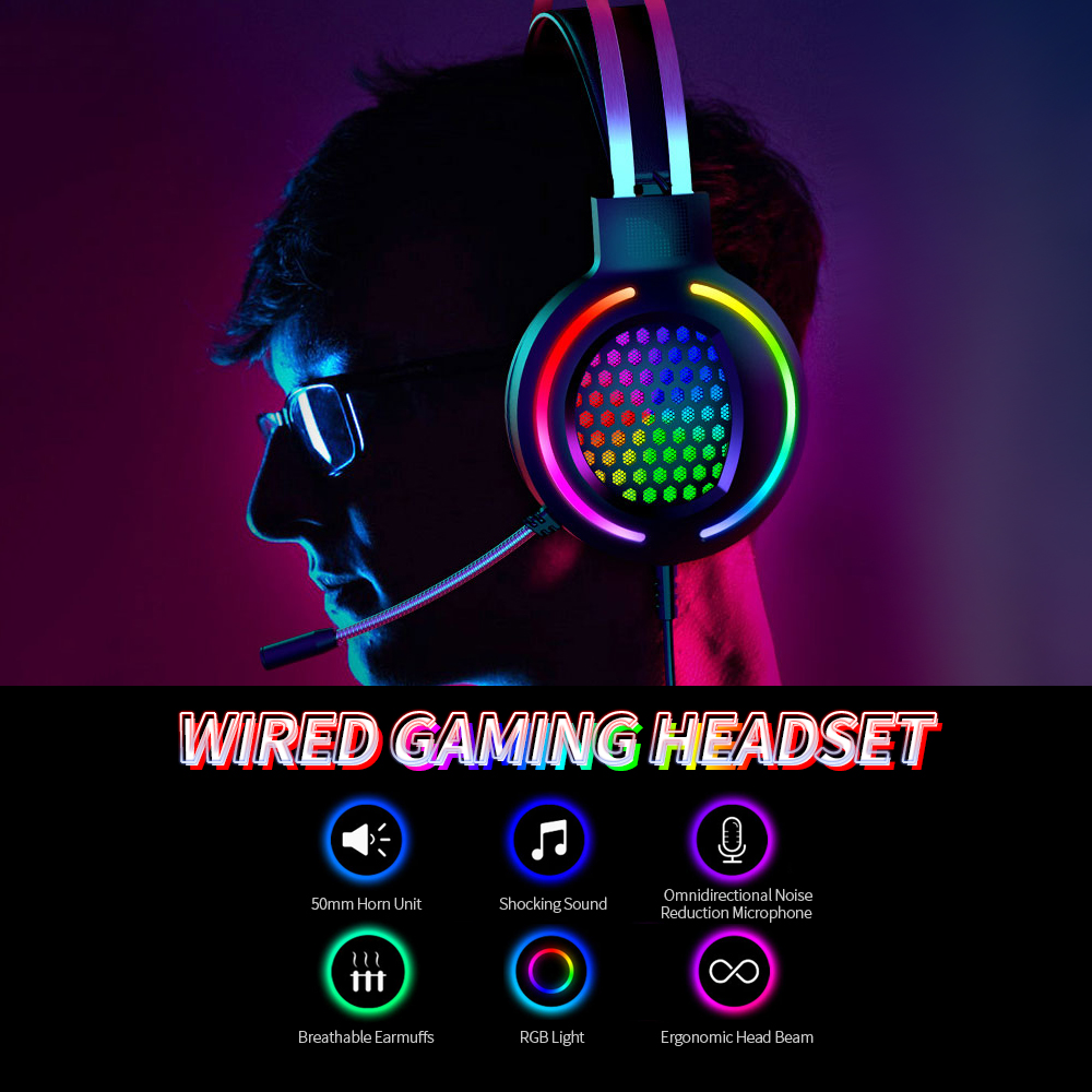 Tai Nghe Chơi Game Có Dây RGb Nhiều Màu Sắc Với Micrô 360° Giảm Tiếng Ồn 3,5 Mm + USB Cho Máy Tính Xách Tay PC