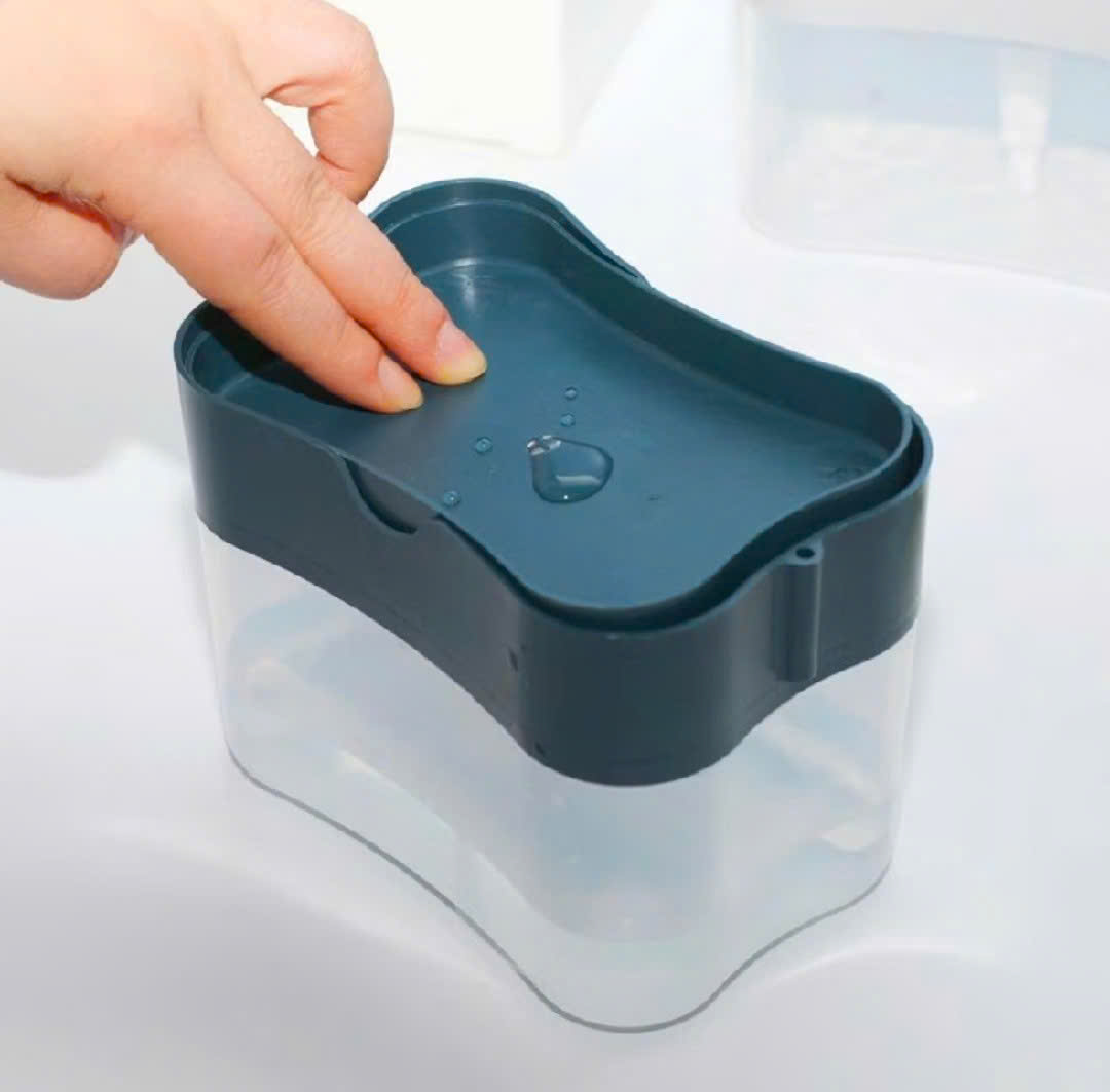 Hộp Đựng Nước Rửa Chén Tự Động Bơm Khi Ấn Xuống Kèm Mút Rửa Chén