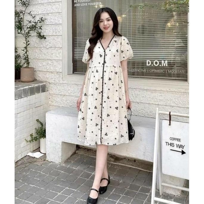 Váy bầu hoa nhí thời trang thiết kế công sở xinh xắn vải voan mềm mát Mom and Baby MSP521