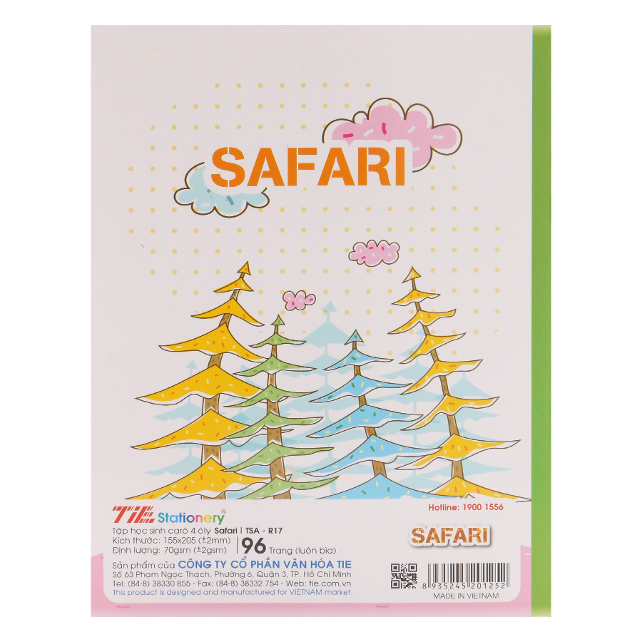 Lốc 10 Quyển Tập Safari TIE TSA-R17 Caro 4 Ôly 96 Trang - Mẫu Ngẫu Nhiên