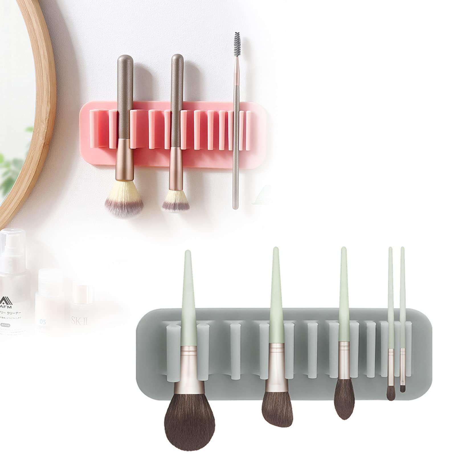 Giá đỡ bàn chải trang điểm làm bằng silicone, để gắn tường, cho bàn chải mỹ phẩm, khung khô với cốc hút, cho tường, được làm bằng silicone
