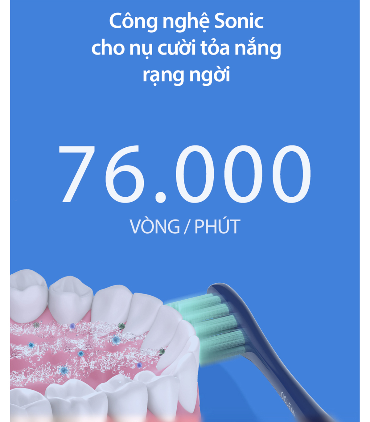 Bàn Chải Điện Oclean Flow | Pin 180 Ngày | 5 Chế Độ Chải | 38000 Lần Chải/Phút | Chống Nước IPX7 | Hàng Chính Hãng