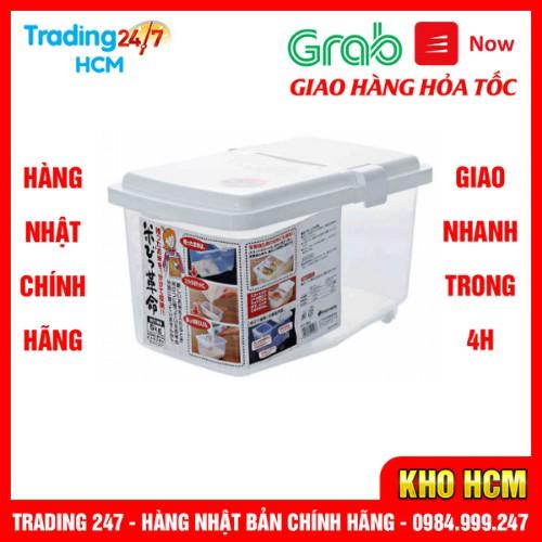 Thùng gạo 5kg nắp bật có bánh xe &amp; ca đong Inomata - Nội Địa Nhật Bản