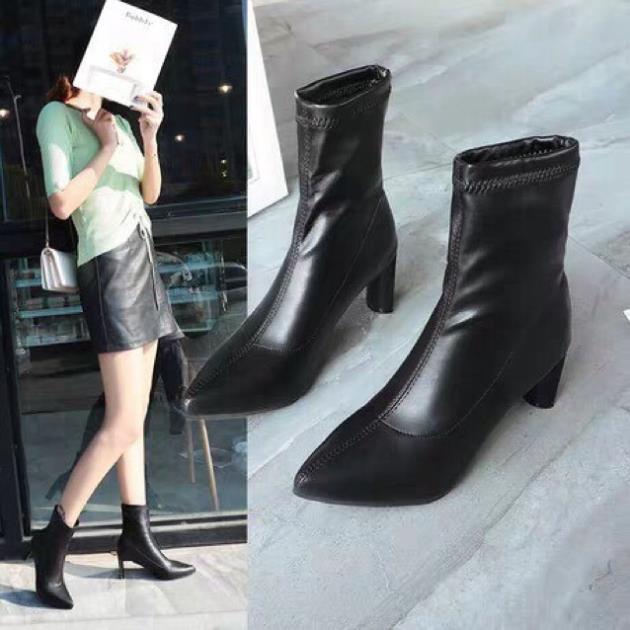 Hàng cao cấp Boot lửng da gót dẹt sang chảnh (kèm ảnh thật cuối)