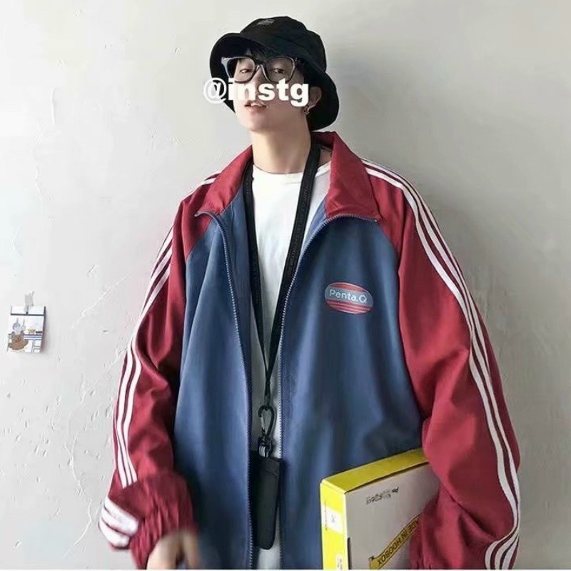 Ư Áo khoác Dù Gió 2 Lớp Kiểu Rộng Unisex HÀn Quốc sọc Tay Có Khóa Kéo Zip - Freeship Nam Nữ Chống Nắng Và Lạnh