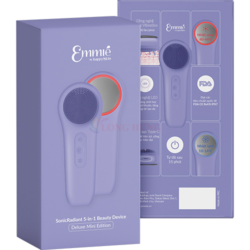 Máy rửa mặt Emmié By Happyskin Sonicradiant 5-in-1 Beauty Device Deluxe Mini Edition - Hàng chính hãng