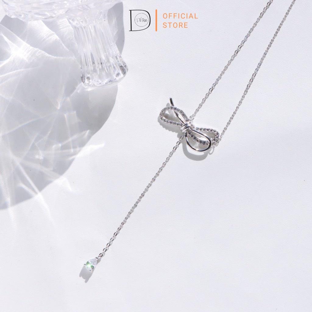 Dây chuyền choker nơ bạc 925 cá tính độc đáo Dế Bạc – D4412