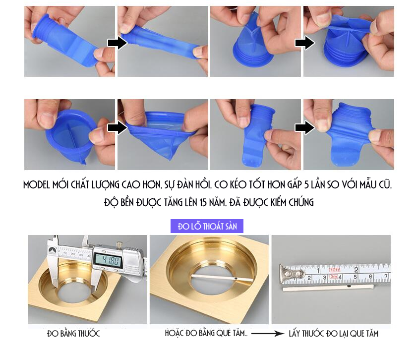 Silicone  thoát sàn chống mùi, ngăn côn trùng vi khuẩn chui lên lắp thoát sàn Nhà tắm, ống xả nước máy giặt, chậu rửa mặt - Phiên bản nâng cấp thế hệ 2 - Model S121