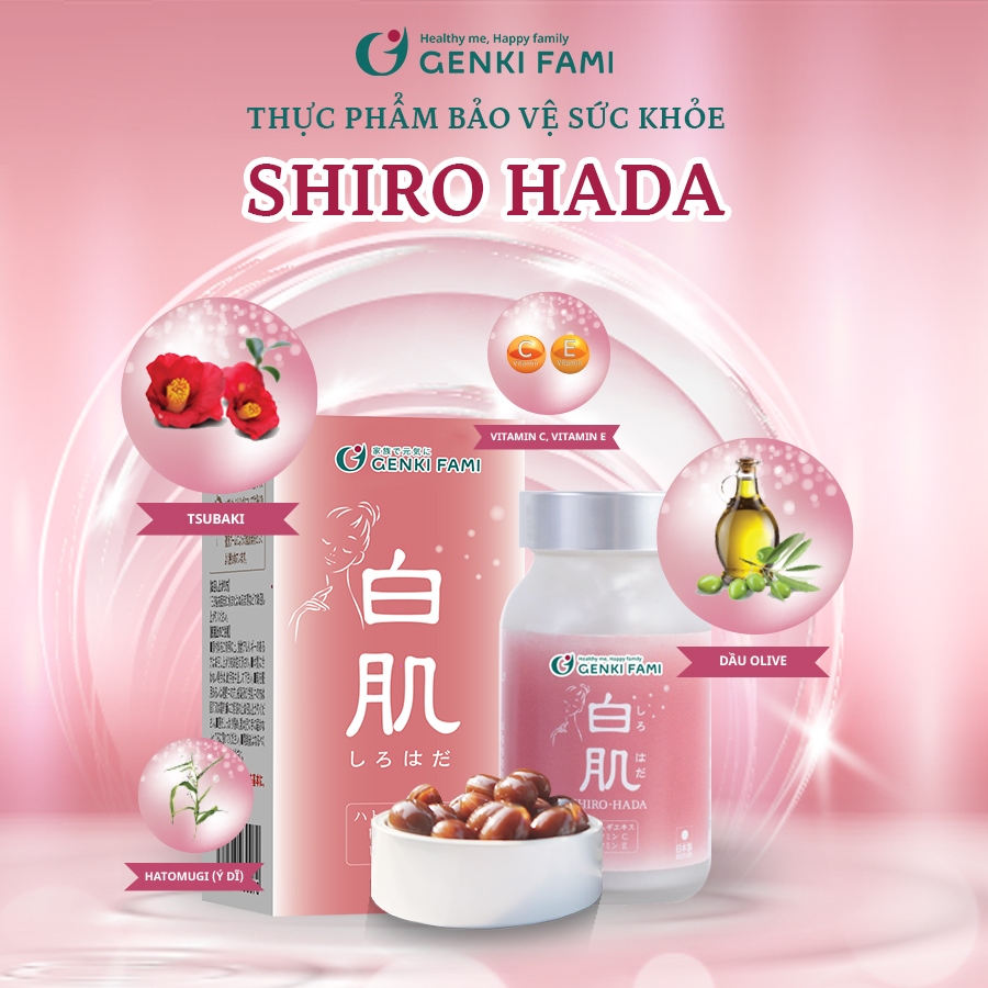Viên Uống Trắng Da, Ngăn Ngừa Sạm Nám Từ Thiên Nhiên Shiro Hada Genki Fami Nhật Bản Hộp 90 viên