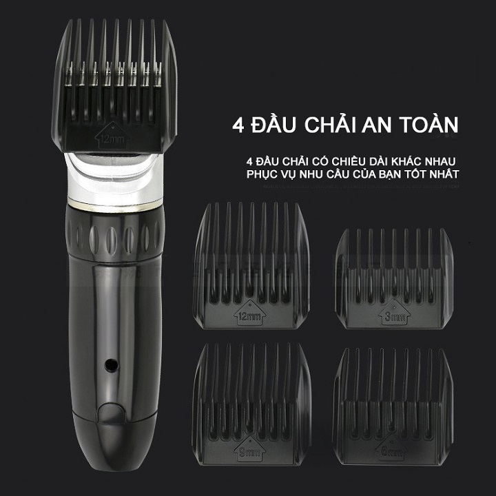 Tông Đơ Cắt Tóc Jichen 0817 Tặng Kèm 4 Cữ Dao Cắt