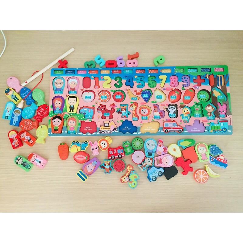 Bộ đồ chơi thông minh câu cá ghép số bằng gỗ cho bé