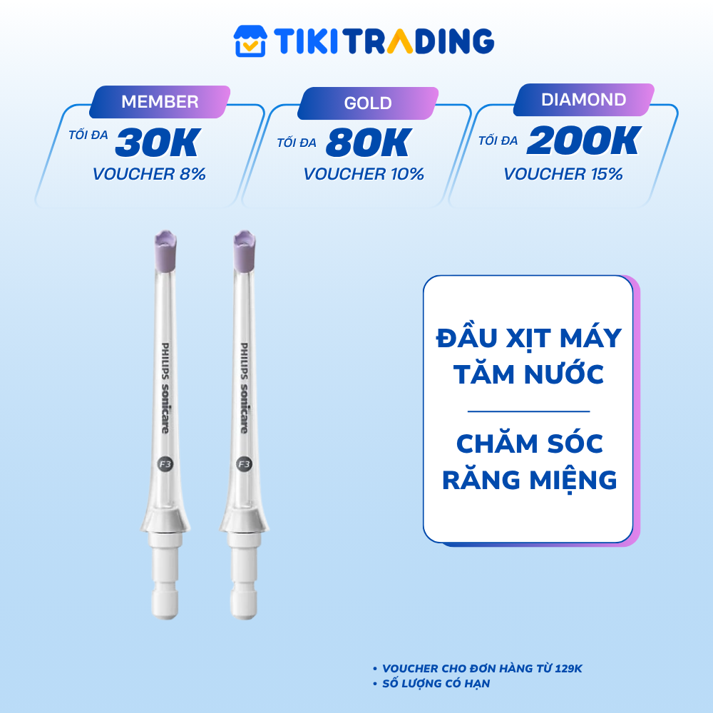 Combo 2 đầu xịt máy tăm nước chính hãng Philips Sonicare HX3062 làm sạch mãng bám, chăm sóc răng miệng