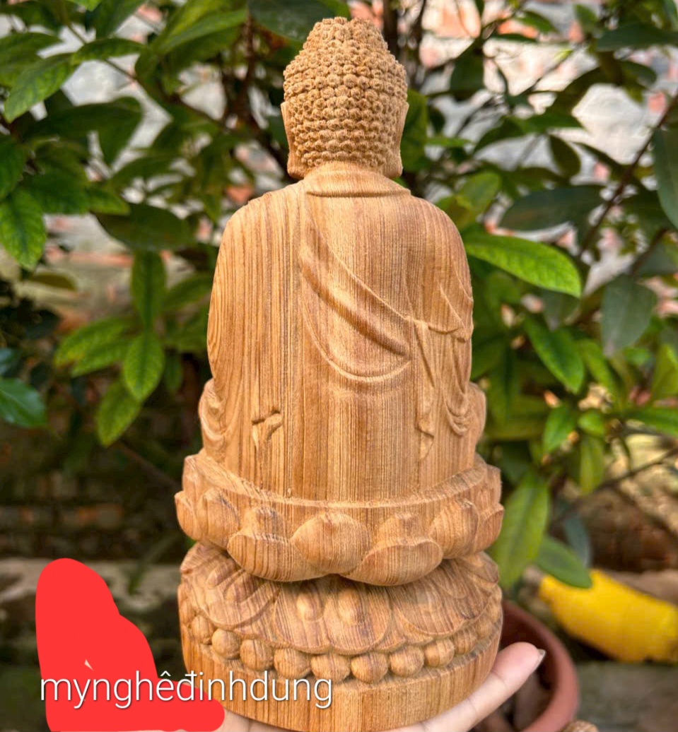 Tượng phật adi đà bằng gỗ ngọc am thơm nức kt cao 20x12cm