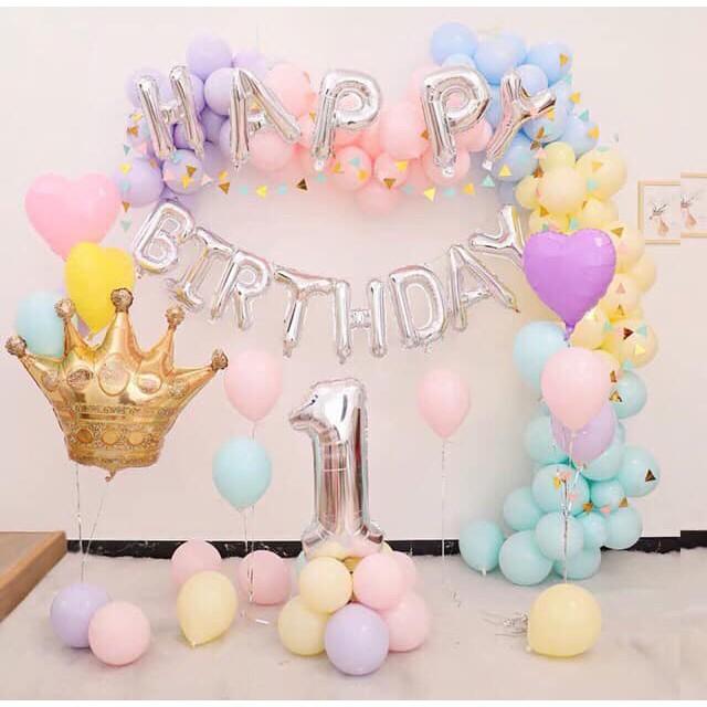 Bộ Bóng Chữ Happy Birthday Tặng Kèm Vương MiệnTo, Vỏ bóng