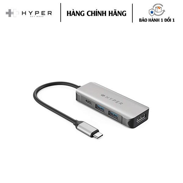 CỔNG CHUYỂN ĐỔI HYPER DRIVE HDMI 4K60HZ 4-IN-1 USB-C HUB (HD41) HDMI độ phân giải cao 4K 60Hz - hàng chính hãng