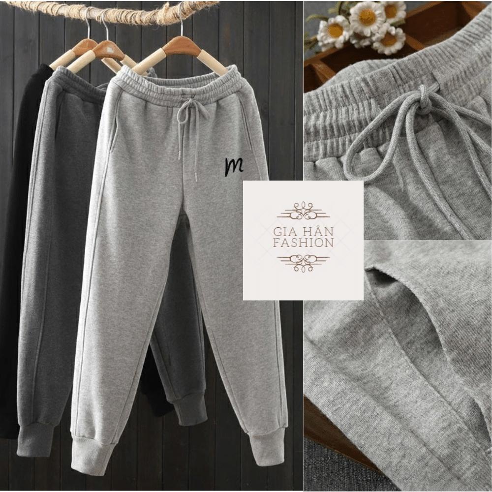 Mã 060 Quần Jogger Thể Thao Nữ in Chữ Bo Gấu vải Da Cá - Gia Hân Fashion