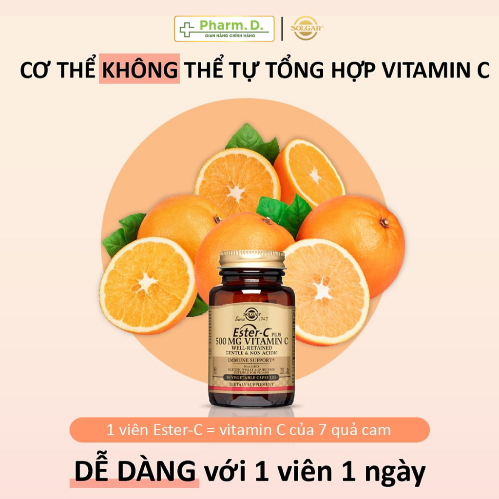 Viên Uống Solgar Vitamin Ester-C Plus 500mg Viên Nang Thực Vật
