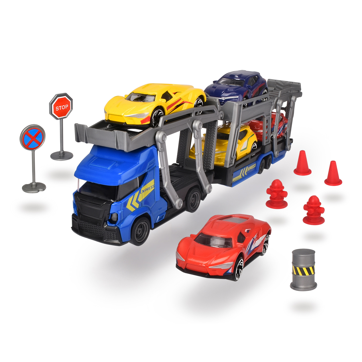 Bộ Đồ Chơi Xe Kéo Kèm 5 Ô Tô Dành Cho Bé Yêu DICKIE TOYS City Transporter Set 203745012 - Đồ Chơi Đức Chính Hãng