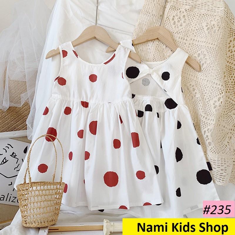 Váy kiểu sát nách họa tiết chấm bi sz 13-20kg hàng Quảng Châu cao cấp cho bé