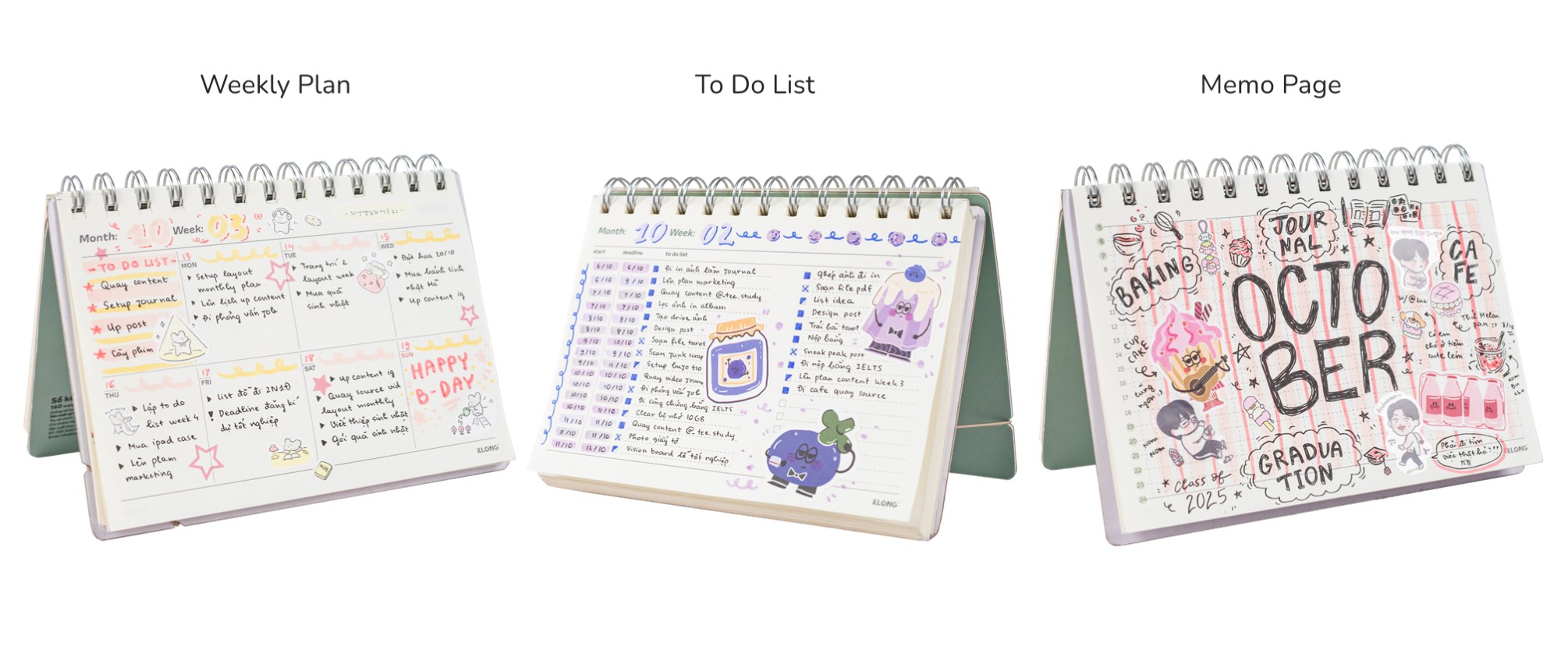 Sổ kế hoạch lò xo kép Standing Planner B6 160 trang 100/76; MS: 945 -  mẫu mới
