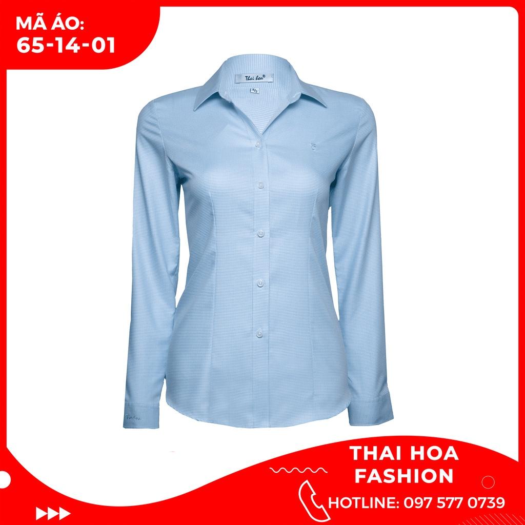 ÁO SƠ MI NỮ THÁI HÒA PHONG CÁCH CÔNG SỞ 065 -14-01 MÀU XANH DÀI TAY